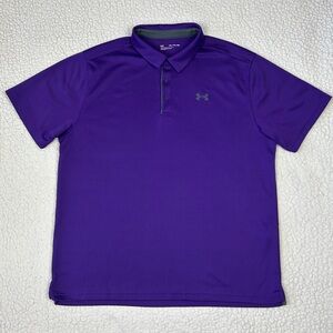Under Armour Polo Shirt Mens XXL Purple Golf Performance Logo Short Sleeve Shirt